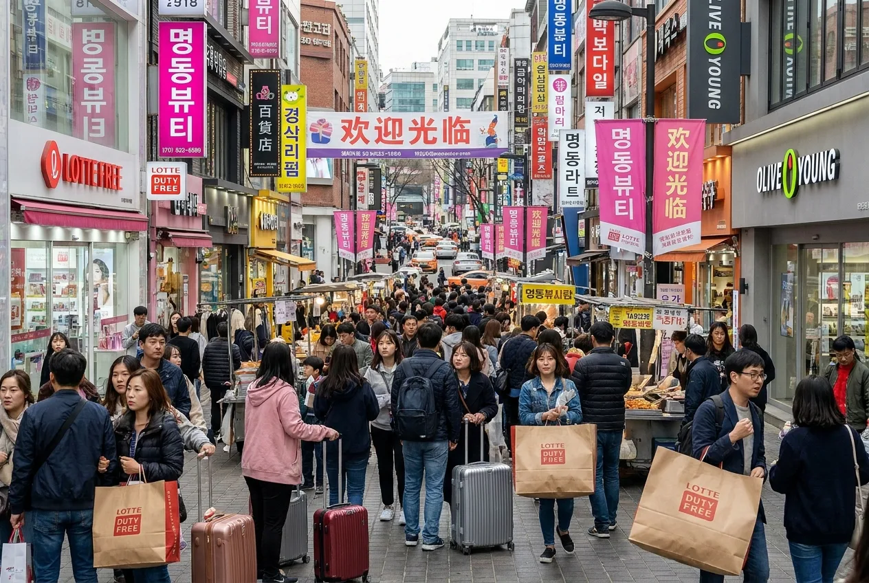중국 관광객으로 붐비는 명동 거리